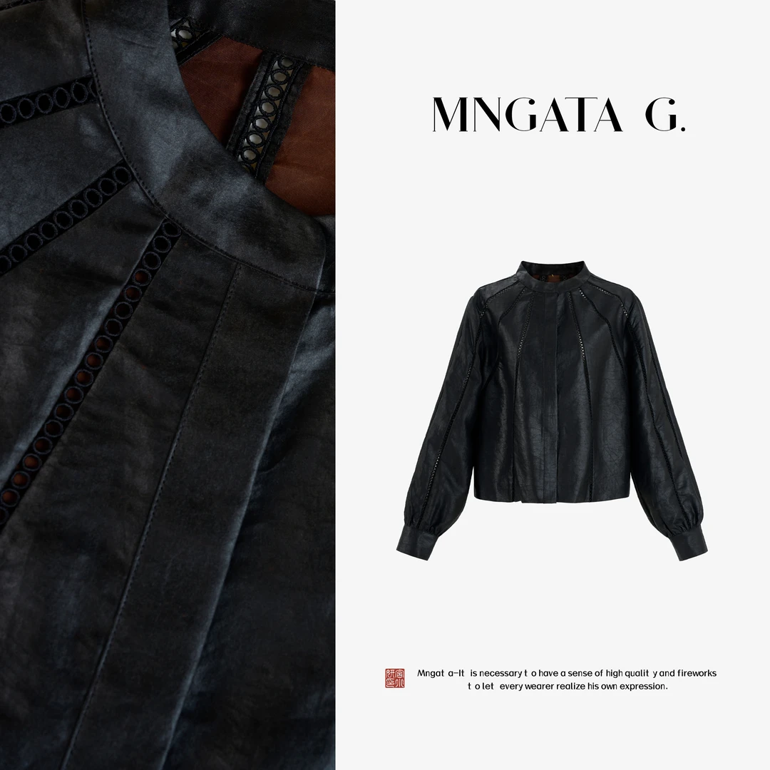 MNGATA G.宫小妍【香云纱·黑松露】早秋新中式真丝国风外套5042410