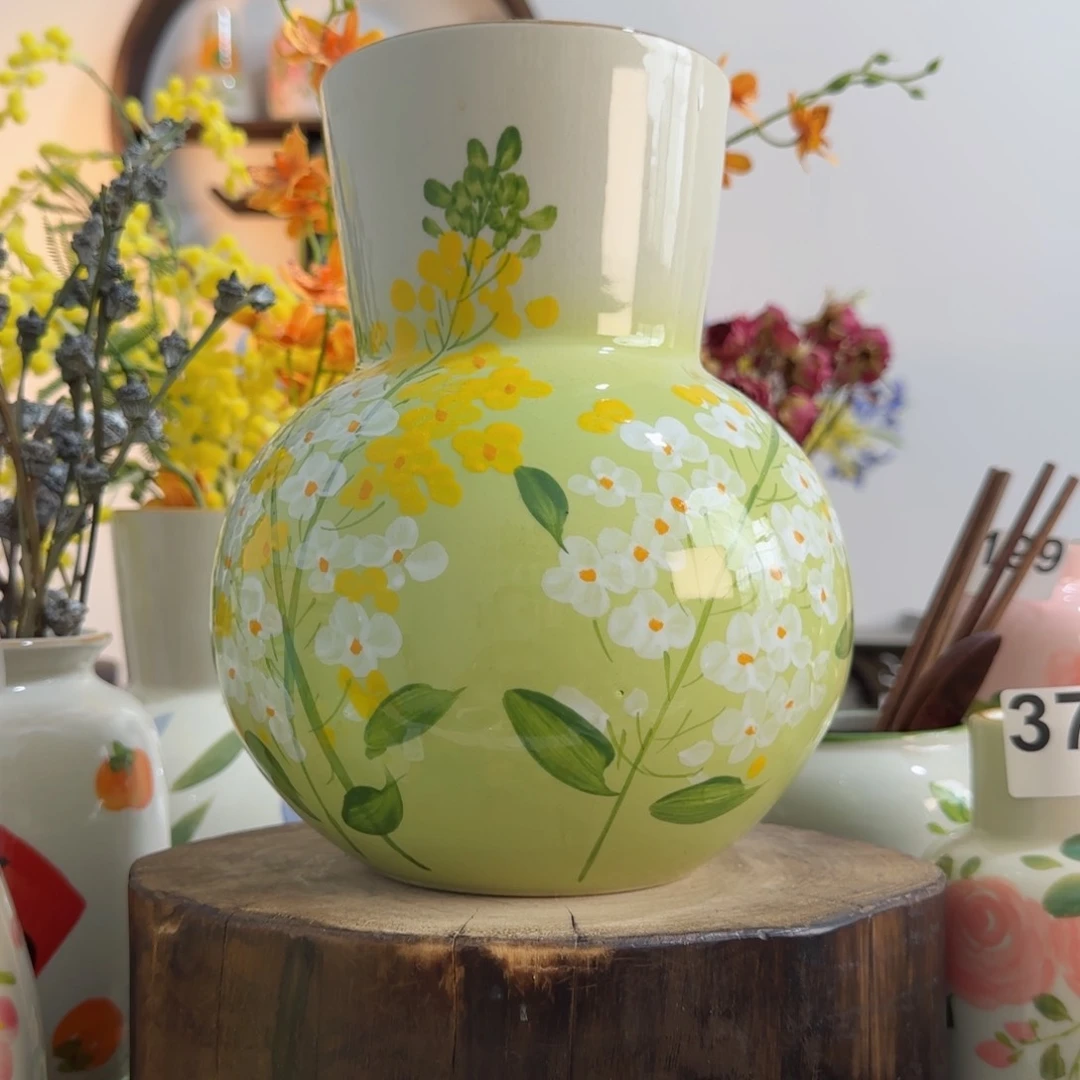 摆件景德镇手绘陶瓷花瓶摆件无孔