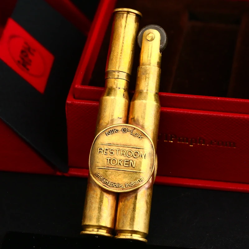 煤油打火机古铜色双子弹头徽章镶嵌男士古董个性烟具收藏自用