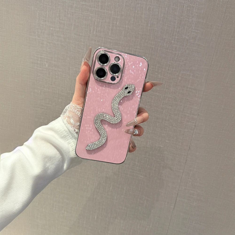 日韩ins电镀菱格蛇适用iphone16promax苹果15手机壳12小众14pro女