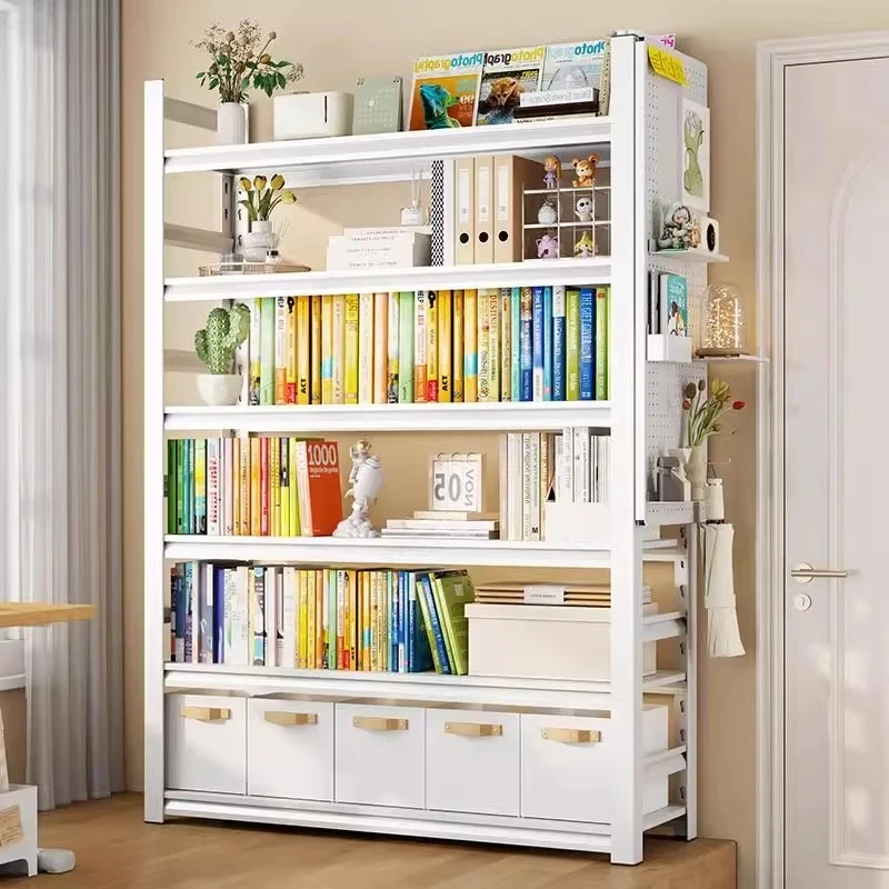 书架落地储物架简约客厅钢木多层货架儿童收纳书柜铁艺多层置物架