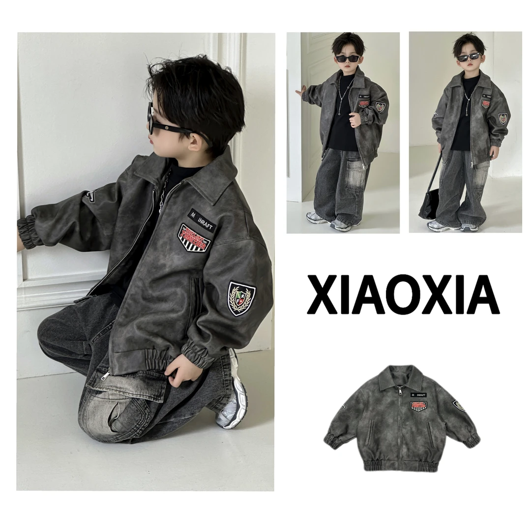 XXJ 2268 复古皮徽【骑士旧勋章】设计感机车皮衣潮童外套