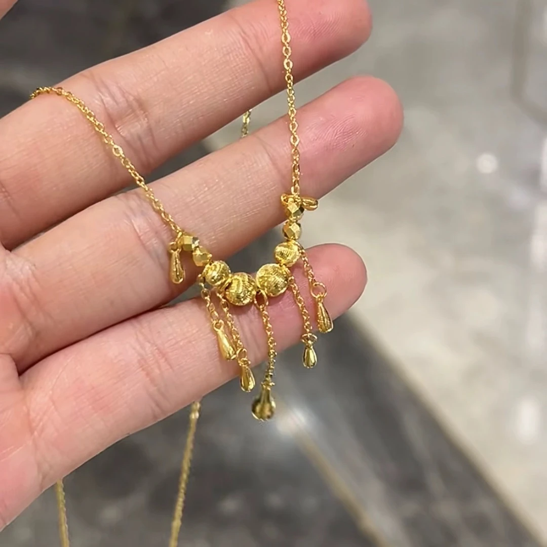 铜合金项链 超闪轻奢复古猫眼水滴套链 铜合金饰品