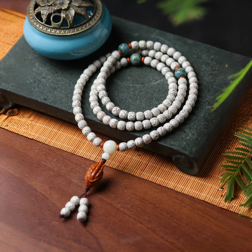 海南原生态顺白星月菩提同枝果108颗手串脖挂高油高密星月文玩