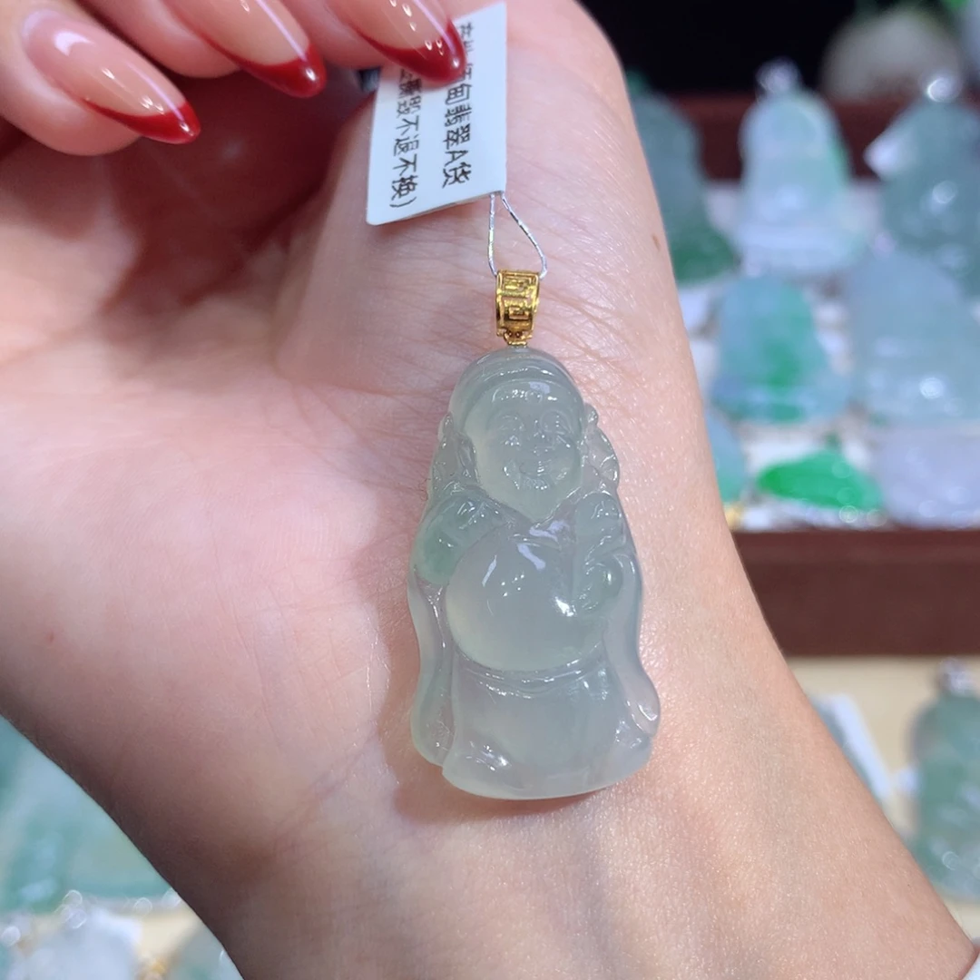 吊坠(不含链)18K金镶嵌翡翠