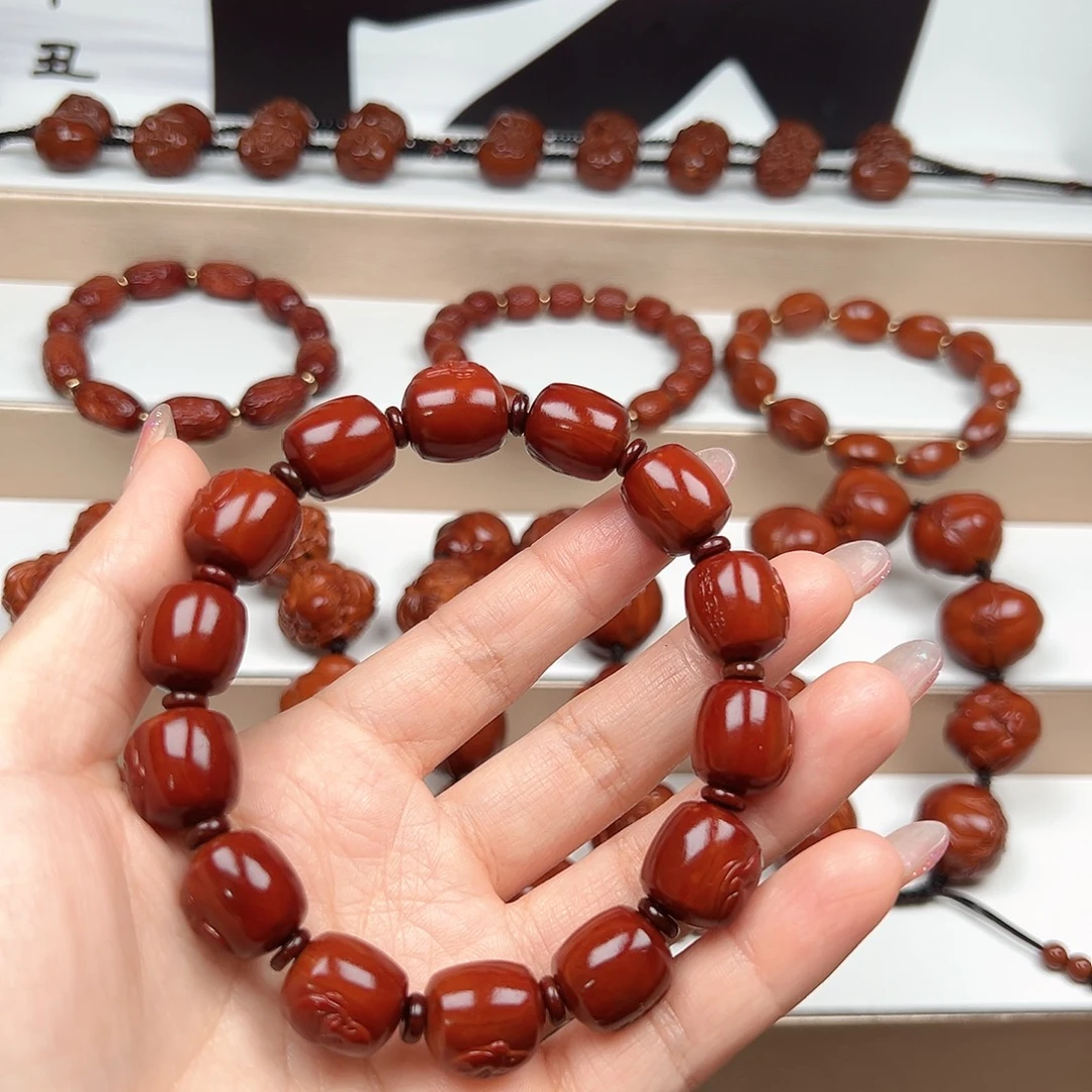 榴***花橄榄核手串弥勒手串