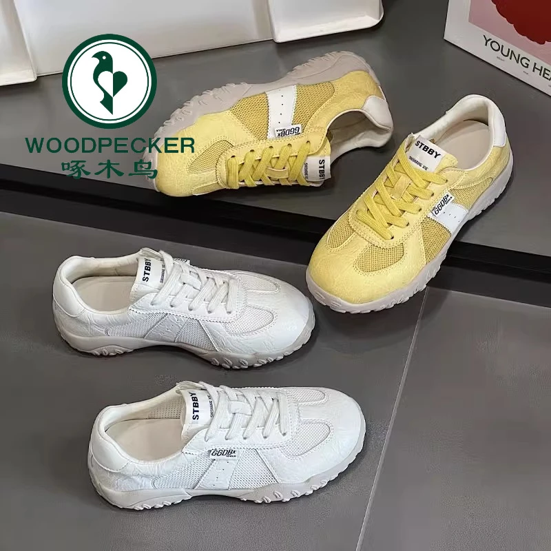 啄木鸟德训鞋女2025新款超火百搭阿甘鞋透气网面软底休闲运动板鞋