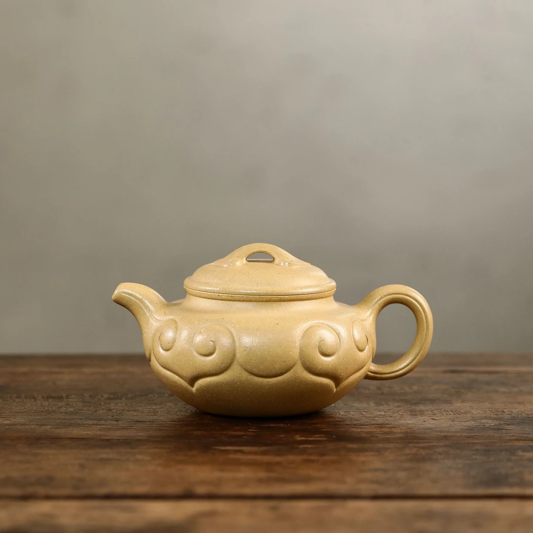 宜鼎兴矿标级黄龙山本山绿泥半手工仿古如意壶手工茶壶手工艺