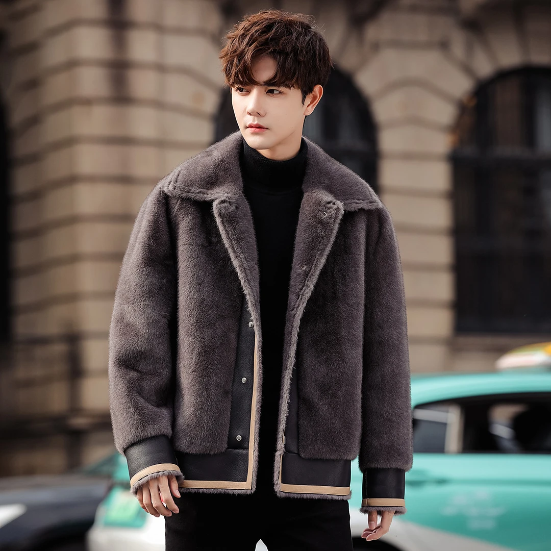 冬季男士新款翻领休闲潮保暖冬装夹克外套加厚常规时尚秋冬季