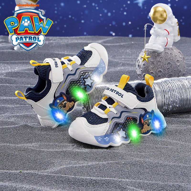 汪汪队男童休闲运动凉鞋2025年夏季新款发光亮灯鞋镂空网面童鞋