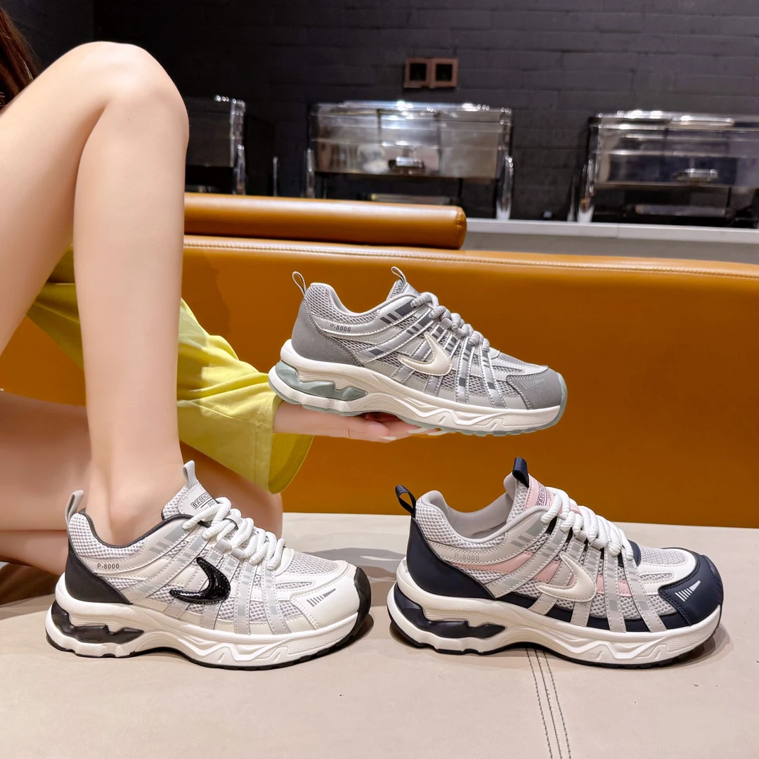 欧洲站网面透气时尚潮流拼色老爹鞋女2025秋季新款运动休闲鞋爆款