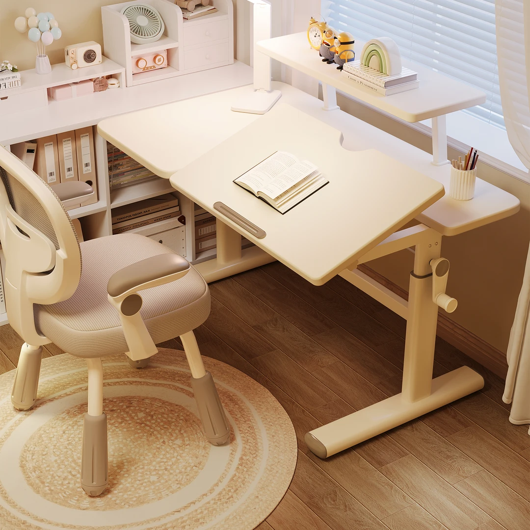 儿童学习桌写字桌书桌学生家用小学生桌椅套装学习专用升降大白桌