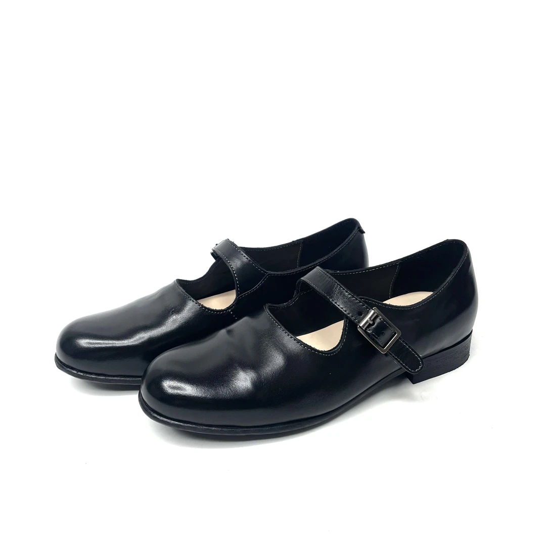 学院风搭扣浅口气质玛丽珍四季通勤女鞋复古水洗马皮手工单鞋0816