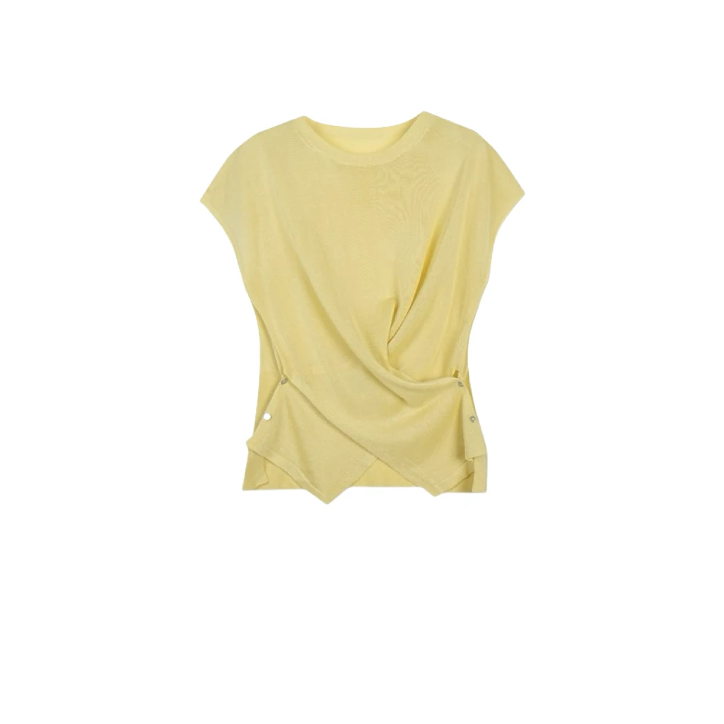 【臻雅】莱赛尔桑丝交叉扣显瘦设计针织上衣