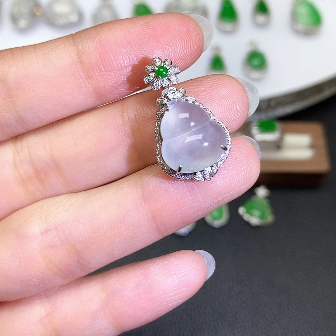 翡翠18K金镶嵌吊坠(不含链)