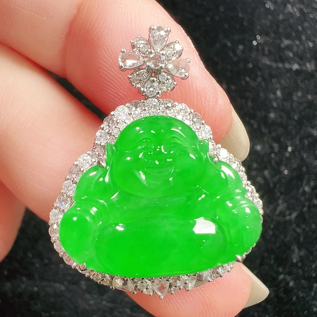 翡翠18K金镶嵌吊坠(不含链)