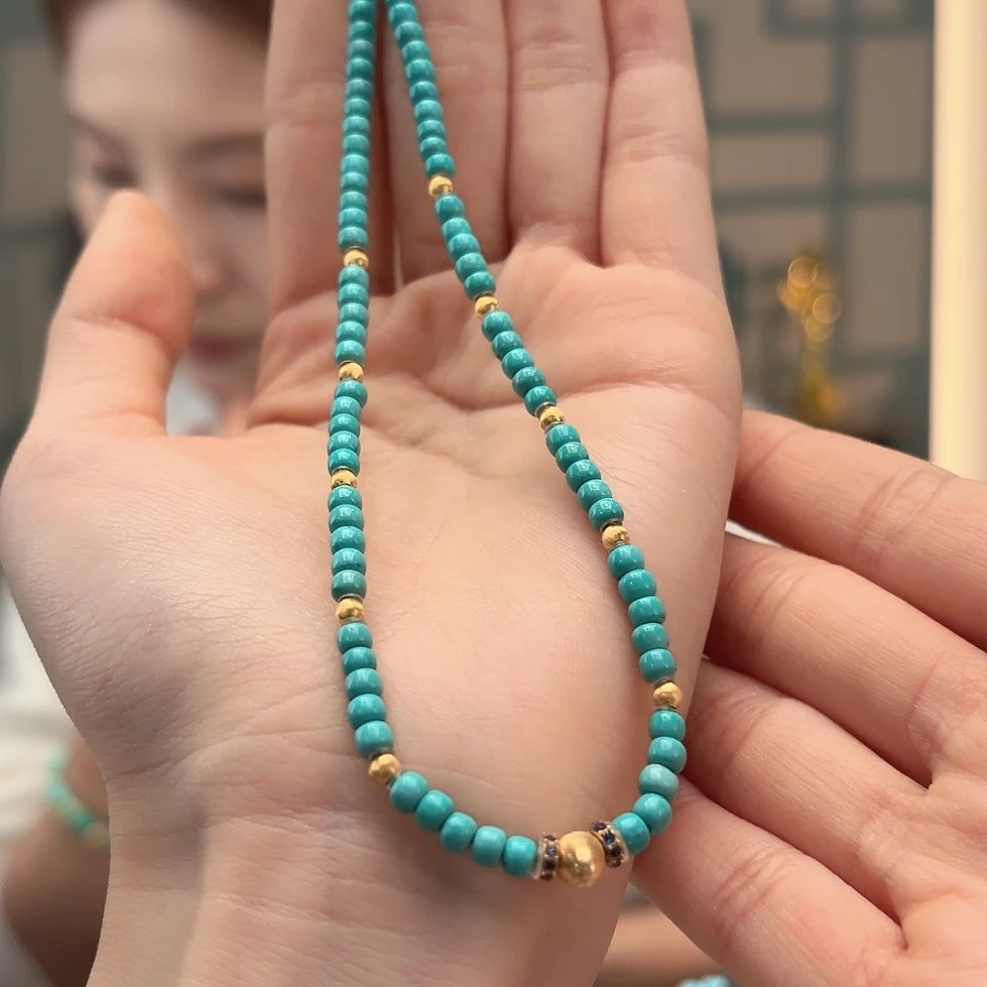 绿松石18K金镶嵌颈饰