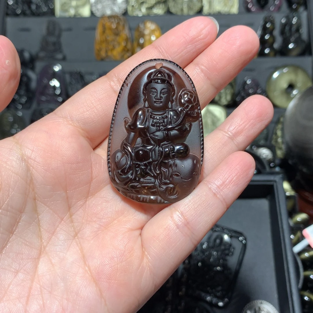 黑曜岩未镶嵌吊坠(赠链)-**-