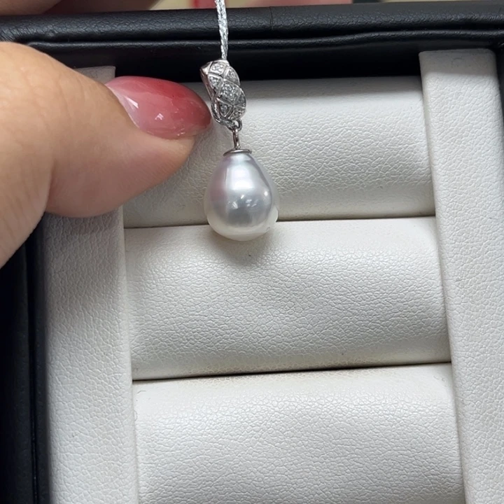 海水珍珠银S925镶嵌颈饰澳白10-11mm25号