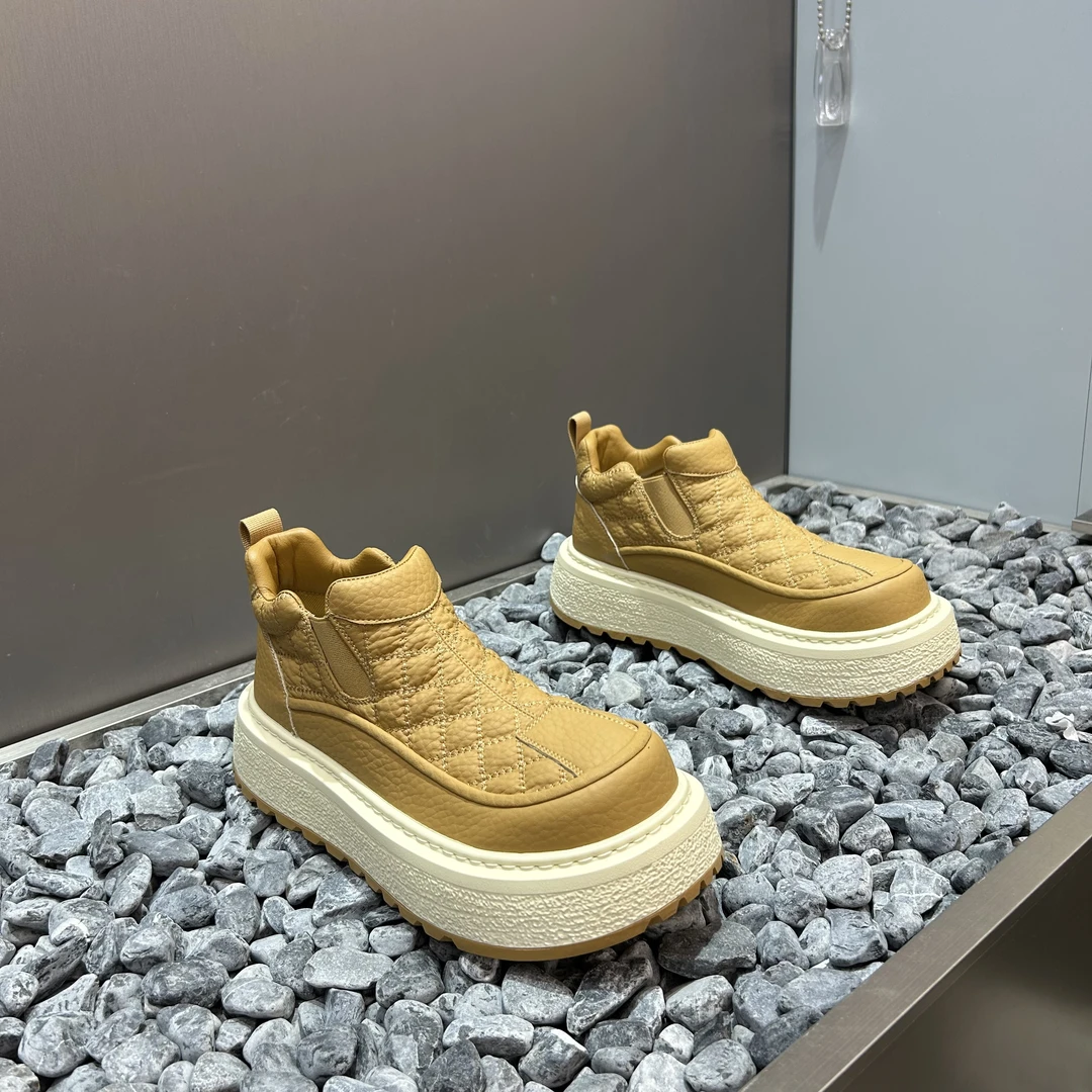 2025冬季新款男士印花一脚蹬厚底增高防滑软皮轻便百搭休闲皮鞋