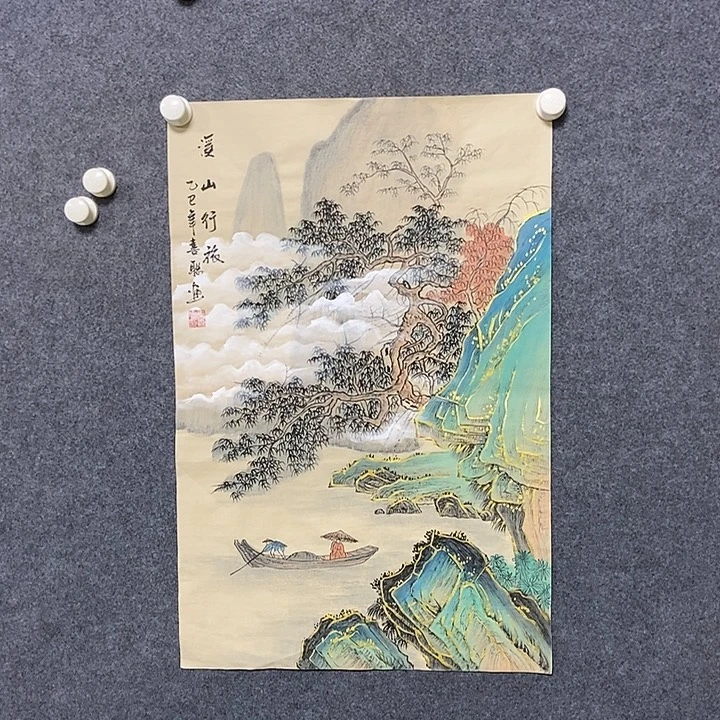 国画四尺三开描金一副