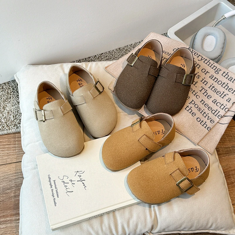休闲复古勃肯鞋2025秋季新款儿童豆豆鞋日系圆头女童舒适软底皮鞋