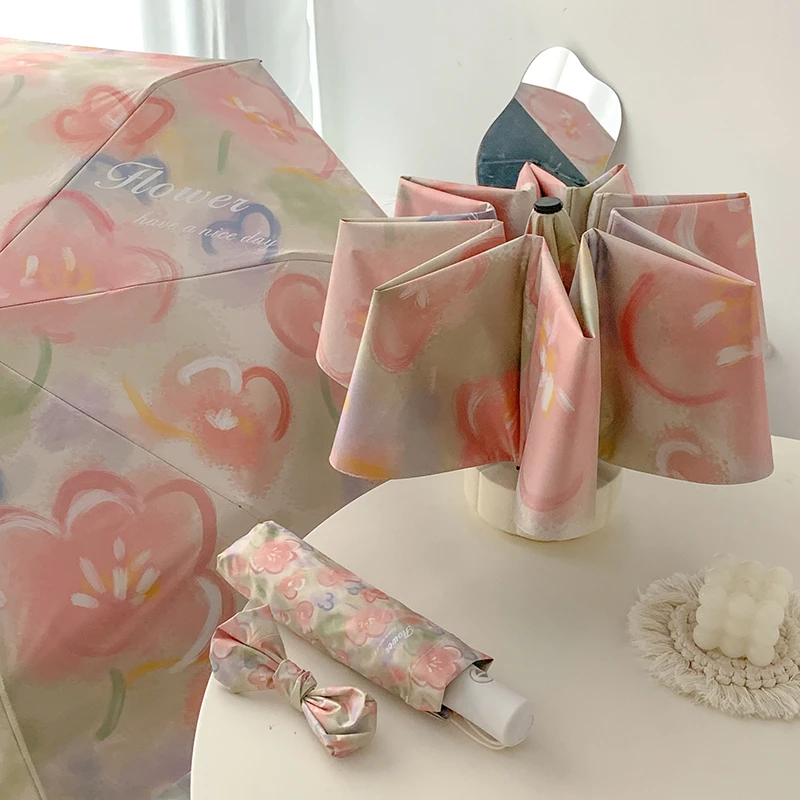 【知伞】自动306花园画报遮光花序油画两用晴雨伞女遮阳太阳伞防晒