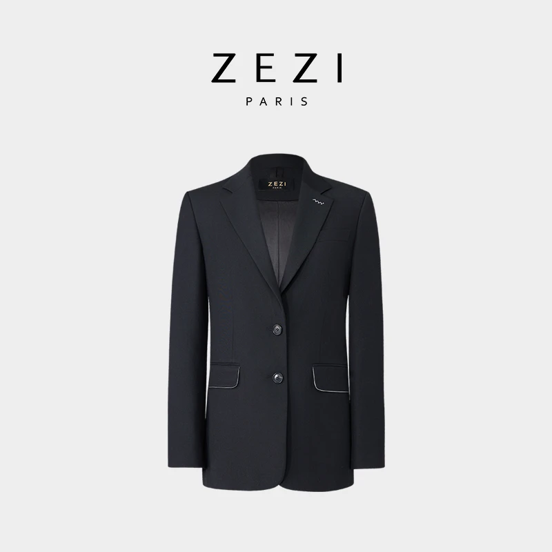 ZEZI【丁达尔套装】_袋盖撞色西装王炸H型微收腰西装时尚通勤外套女