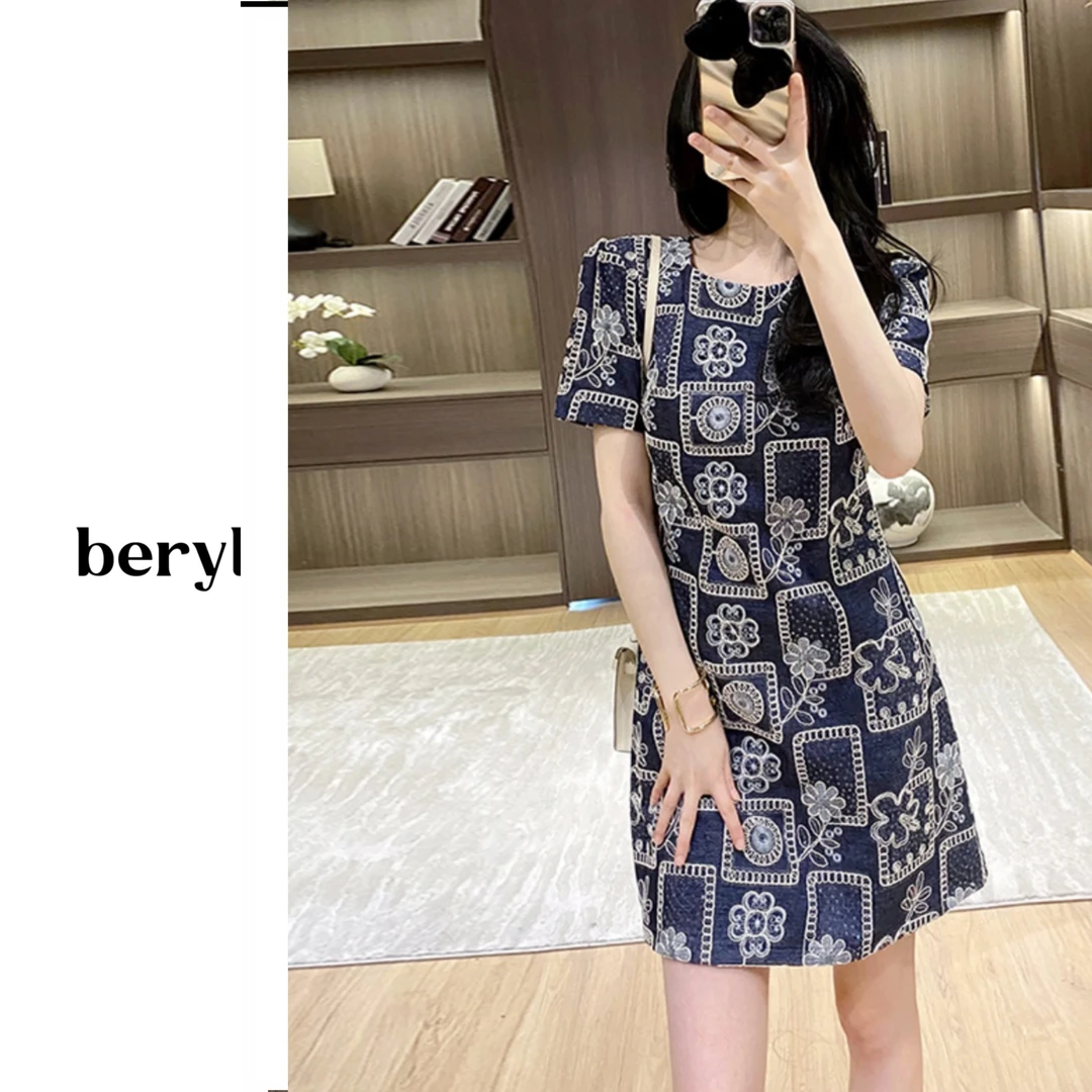 夏季新款设计师名媛气质修身显瘦女装连衣裙B935