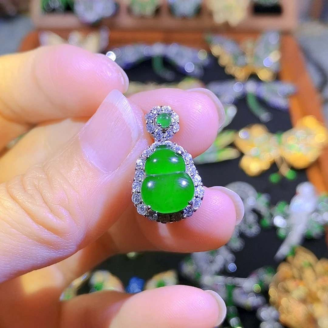 吊坠(不含链)银S925镶嵌翡翠