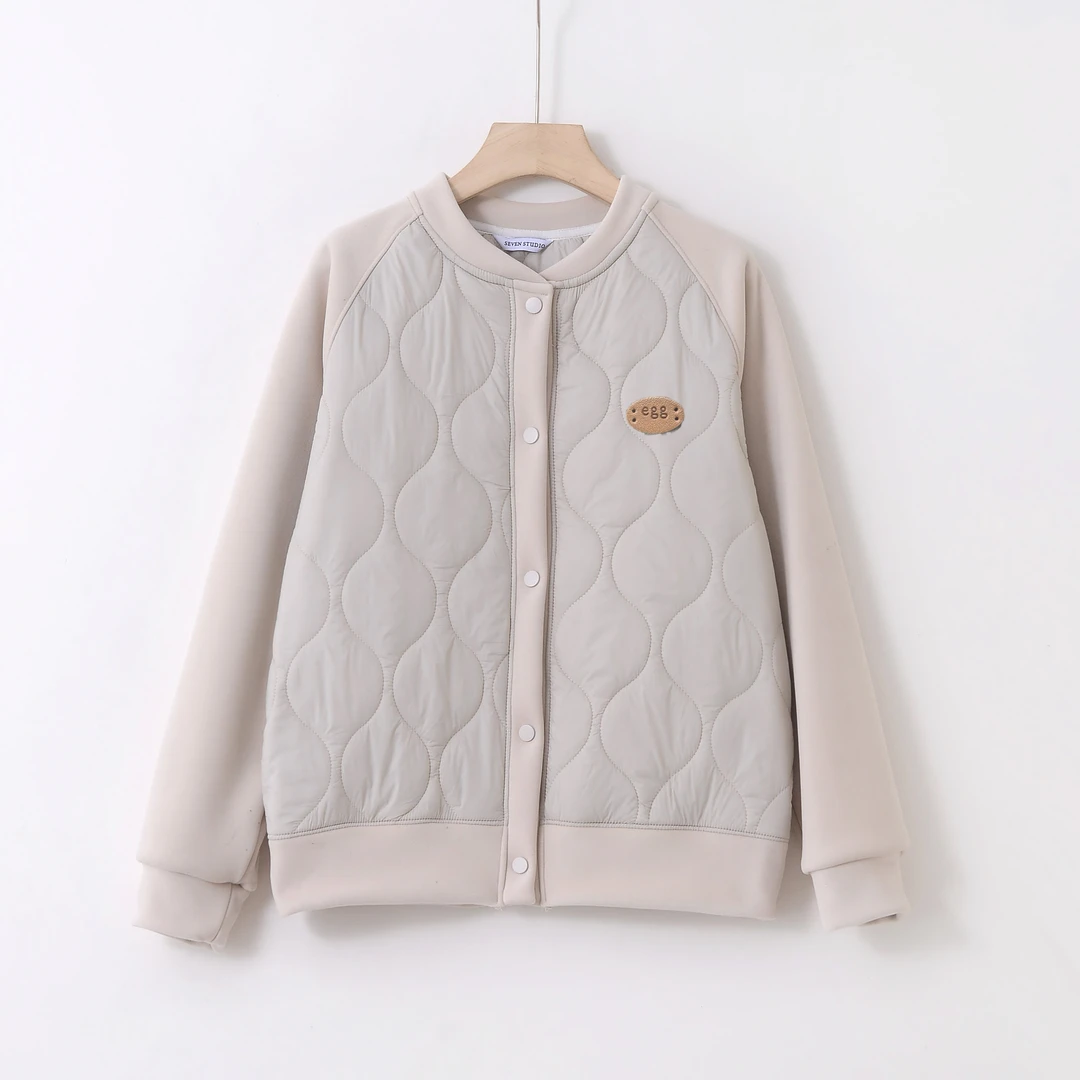 【鸡蛋棉服系列】时尚简约舒适加厚夹棉保暖净版开衫外套2407