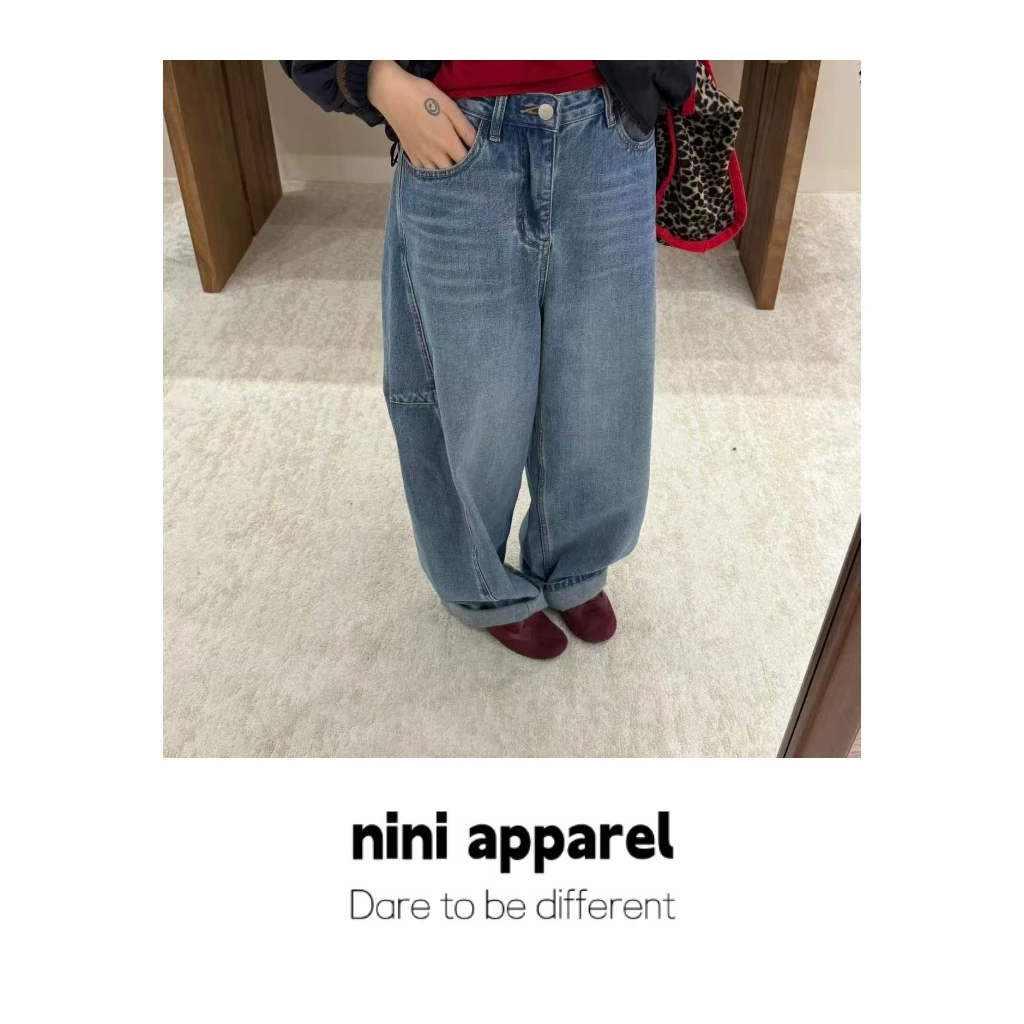 NiNi:调性慵懒私服牛仔阔腿裤～