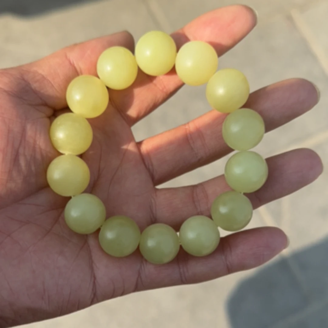 新疆和田玉黄口卡16手串高端大气