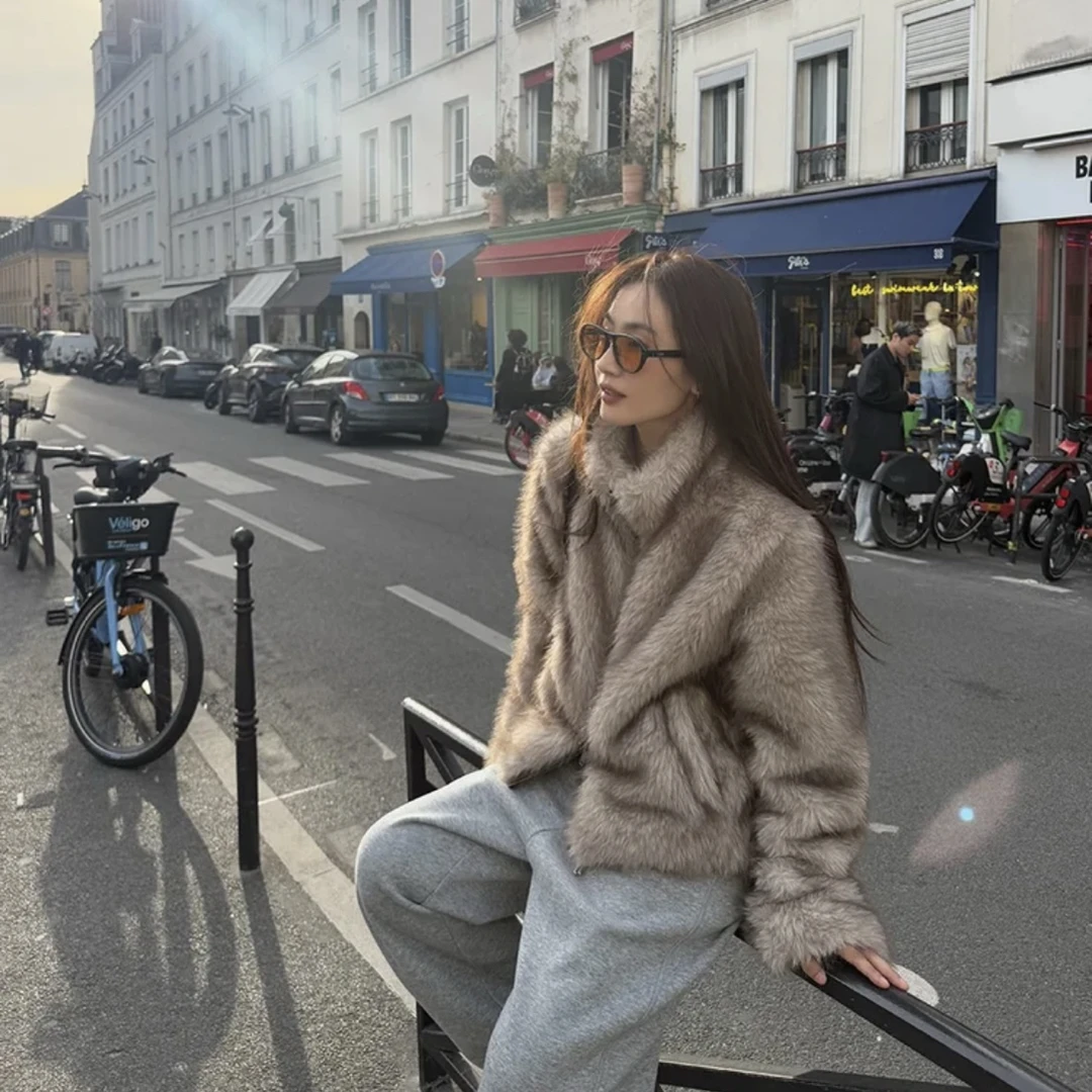 ZUOMAN【迷雾森林】立领简约一毛双色染尖短款毛毛外套