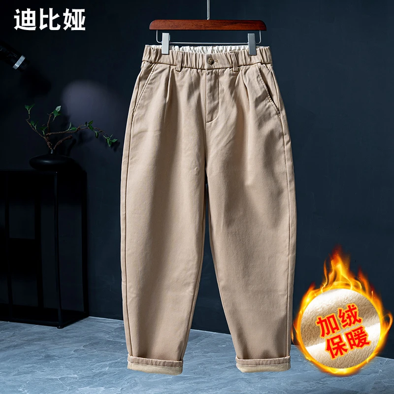 迪比娅秋季长裤男微宽松锥形直筒休闲裤系带款日系简约弹力裤子Y