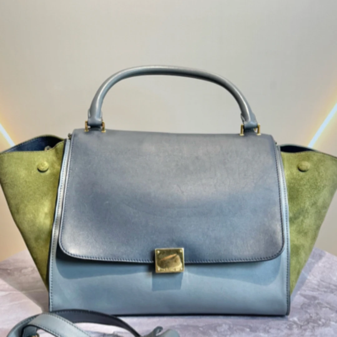 95新 Celine/思琳 拼色秋千包拼牛皮单肩包12361458