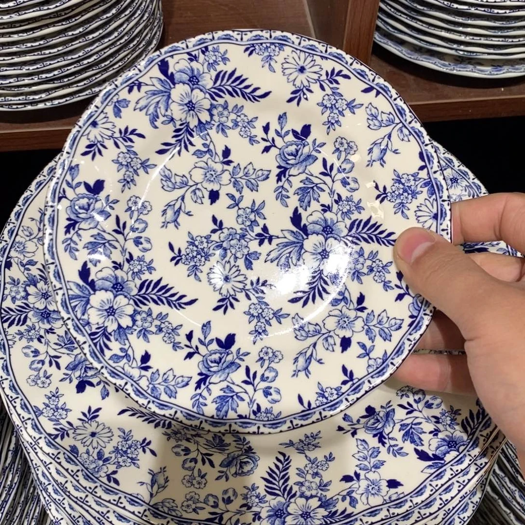 瓷微瑕青花六寸平盘