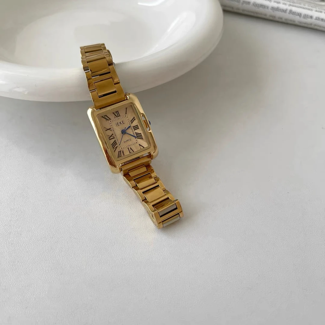 FANCY小众复古方形罗马刻度精致简约气质女士石英表