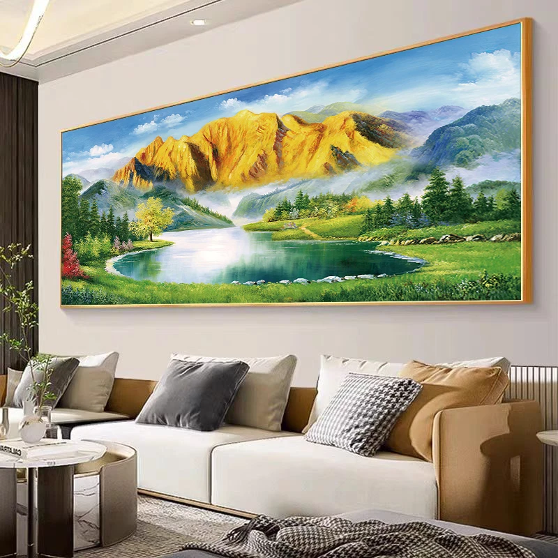 背靠金山客厅山水晶瓷装饰画家居挂画沙发背墙画现代挂画山水画