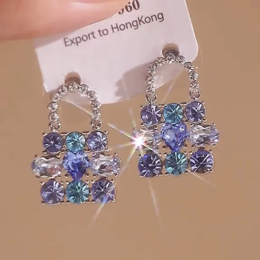 合金耳饰 新款高级感闪钻满钻包包耳环女小众设计时尚气质耳饰女