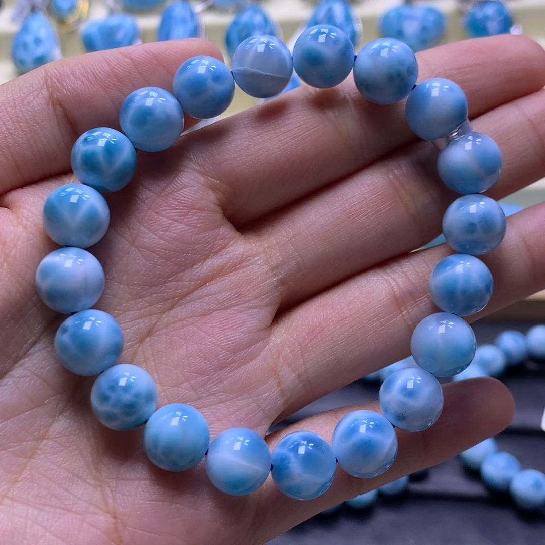 针钠钙石（海纹石）未镶嵌手串10+手串色差略异