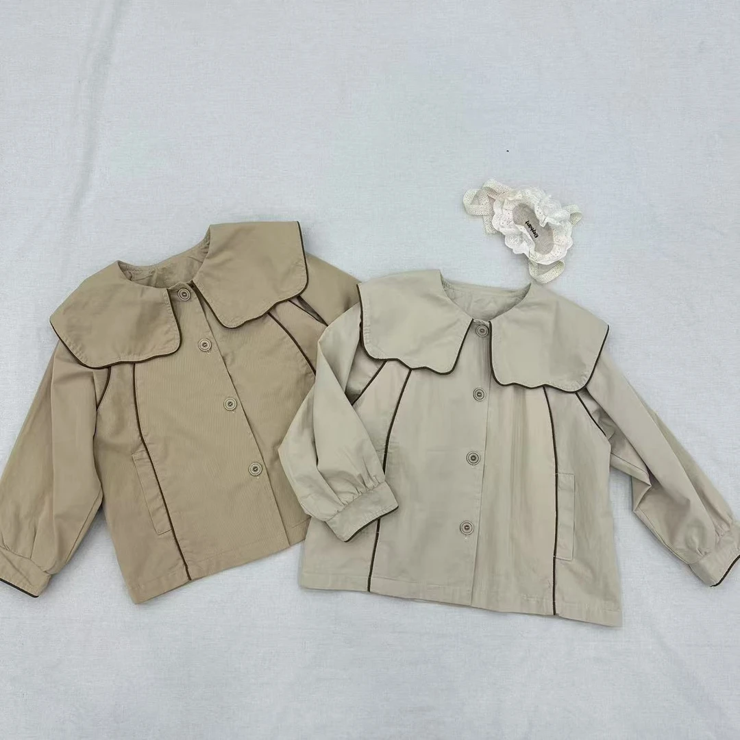 〖姐姐家〗2025秋款萌娃穿搭爆款翻领风衣外套sy3030