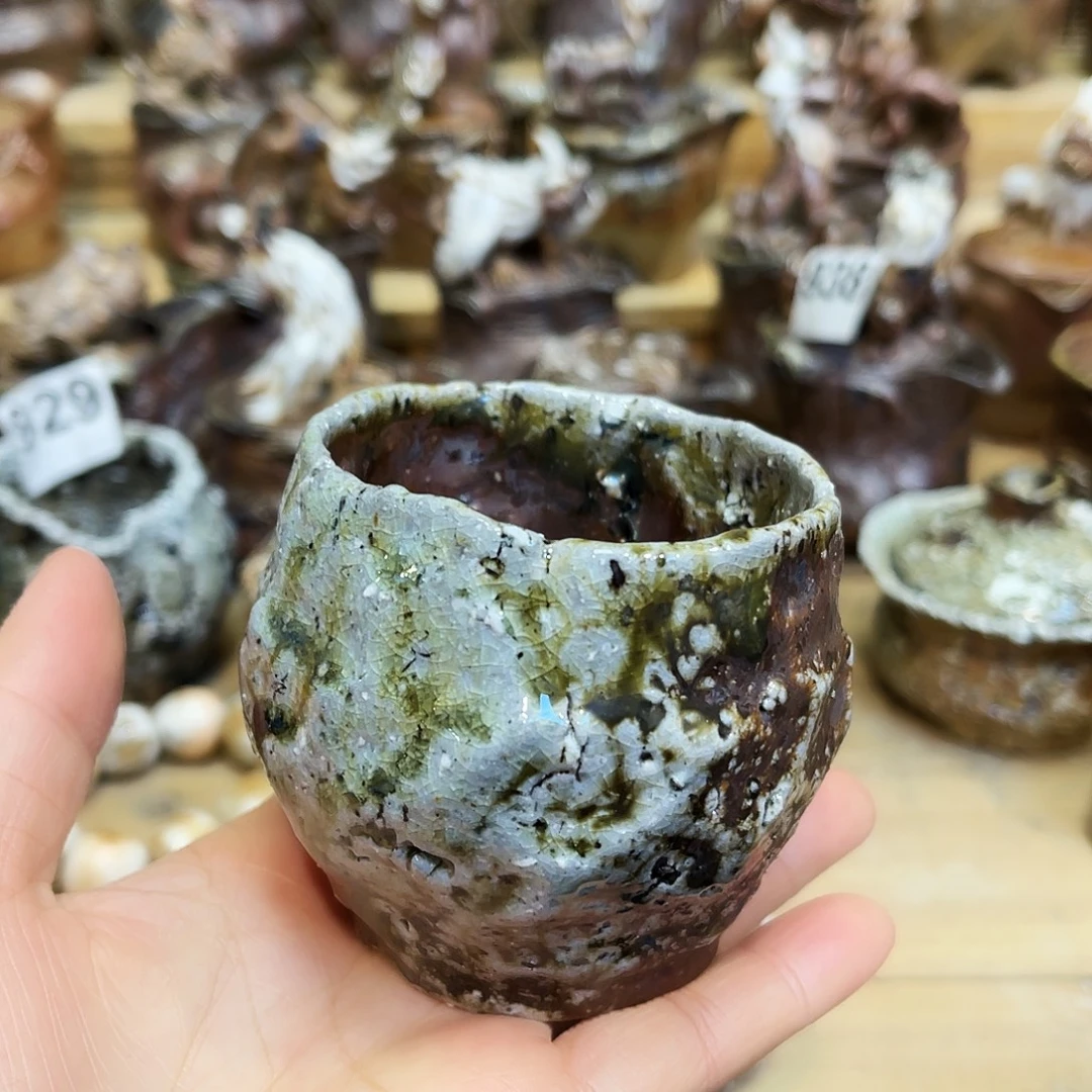 瓶柴烧粗陶手捏杯