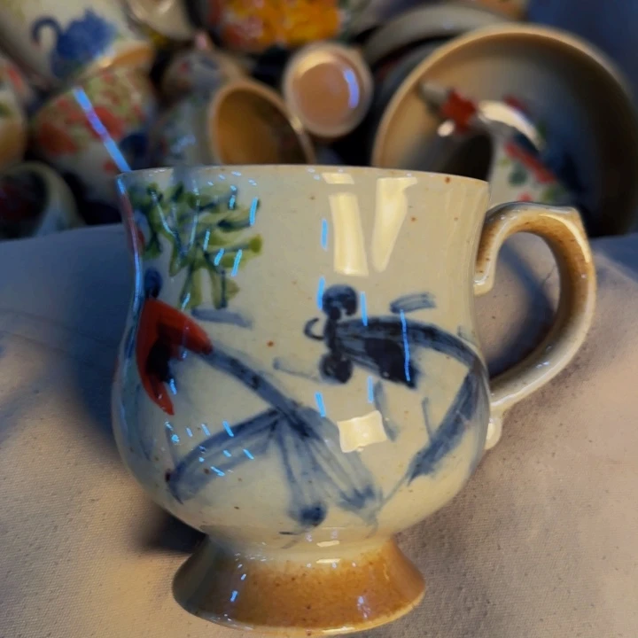 瓷片手工手绘细微不一样