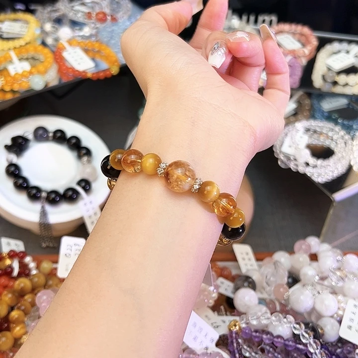 水晶手链银S925镶嵌金霸Q90