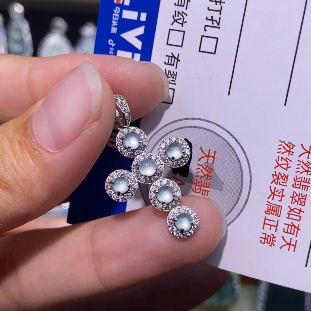 颈饰银S925镶嵌翡翠天然