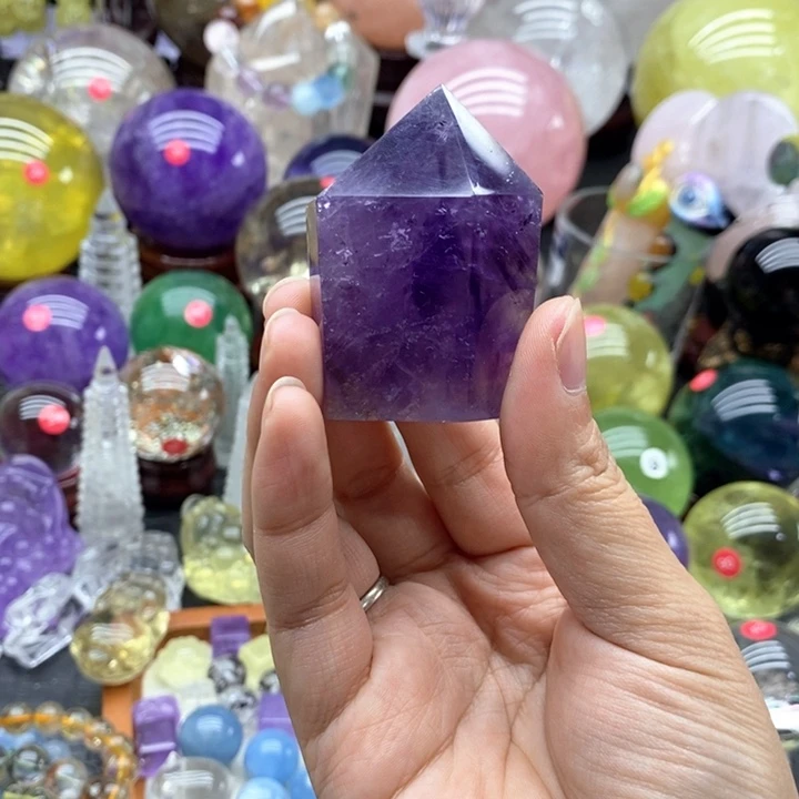 石材天然紫水晶柱