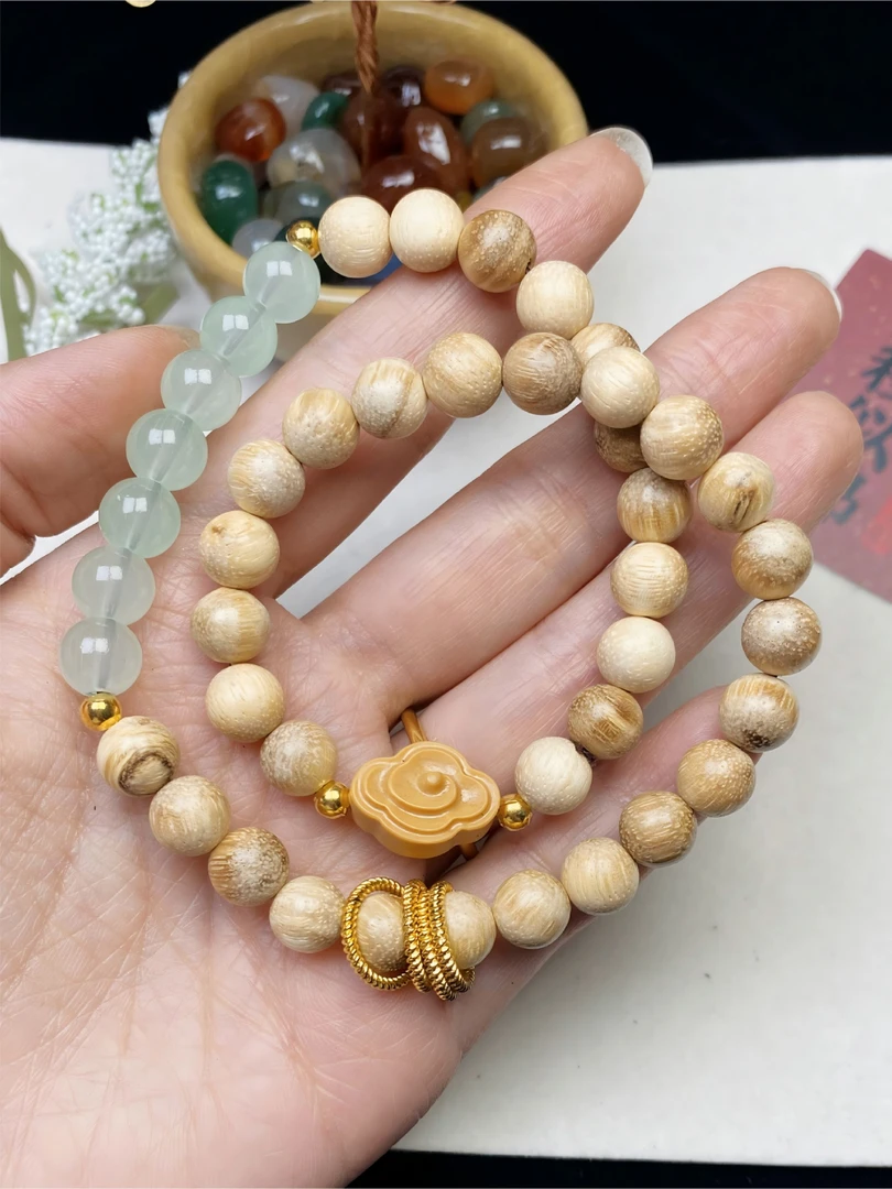 手链 【6007】奶香木拼接祥云转运双圈手串个性民族风男女款无礼盒