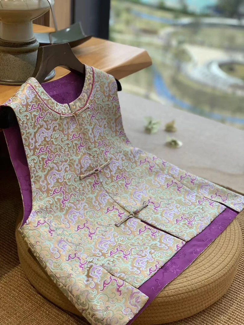 聆夏质造【曲径通幽】2025国风复古贵气百搭气质提花双面双穿马甲女