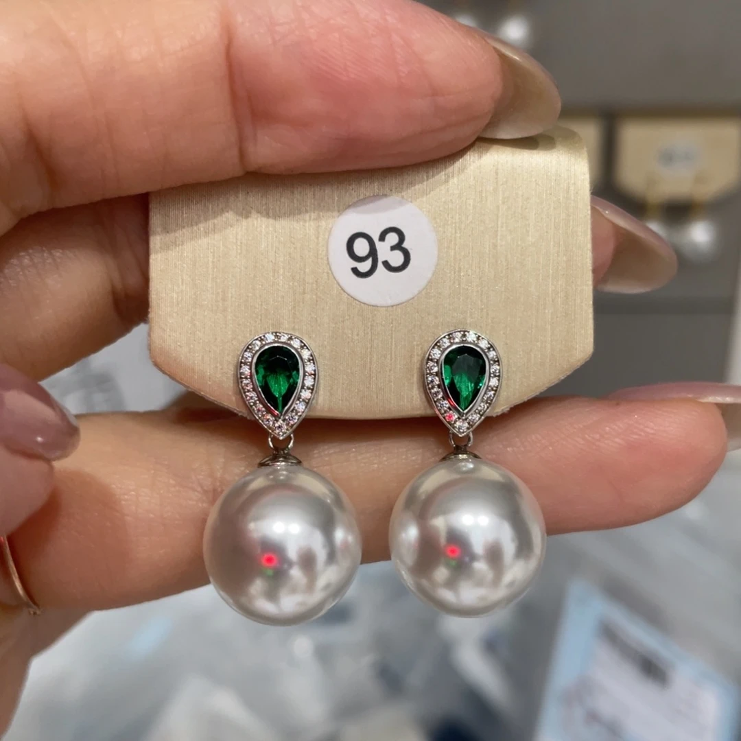 银S925镶嵌淡水珍珠耳饰